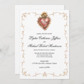 Invitation Crête sacrée de Heawrt | Mariage de monogramme (Devant / Derrière)