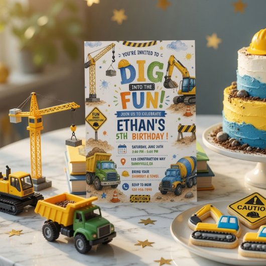 Invitation Creusez dans l'anniversaire de construction amusan