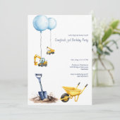 Invitation Creusons un peu de construction amusante fête d'an (Debout devant)