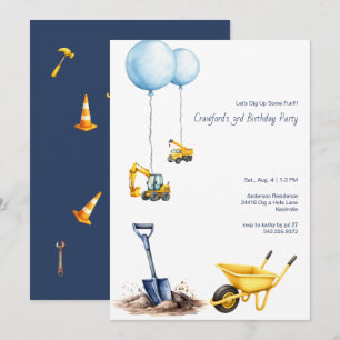 Invitation Creusons un peu de construction amusante fête d'an