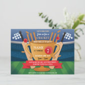 Invitation Cricket Anniversaire de la fête sportive vainqueur (Debout devant)