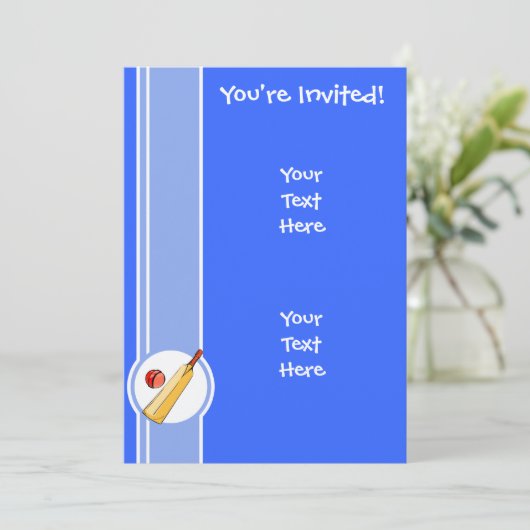 Invitation Cricket ; bleu (Debout devant)