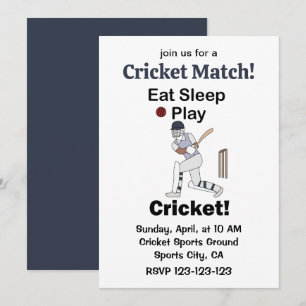 Invitation Cricket Sports Manger Dormir Jouer Cricket Match