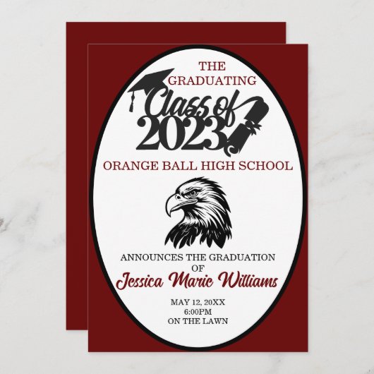 Invitation Crimson and Black Class of 2023 Graduation (Devant / Derrière)