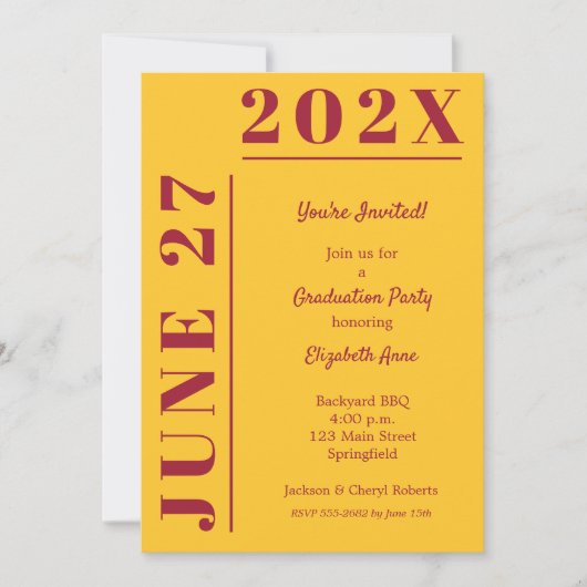 Invitation Crimson and Gold Graduation Party (Devant)