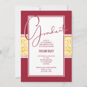 Invitation Crimson and Yellow Damask Graduation (Devant)