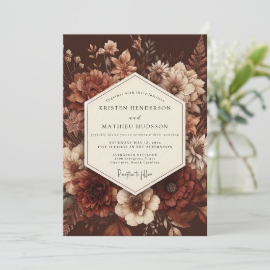 Invitation Crimson Baroque Bloom Wedding (Debout devant)