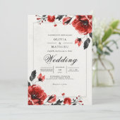 Invitation Crimson Bloom Mariage romantique (Debout devant)