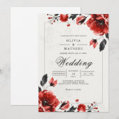 Invitation Crimson Bloom Mariage romantique (Devant / Derrière)