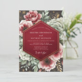 Invitation Crimson Bloom Romance Wedding (Debout devant)