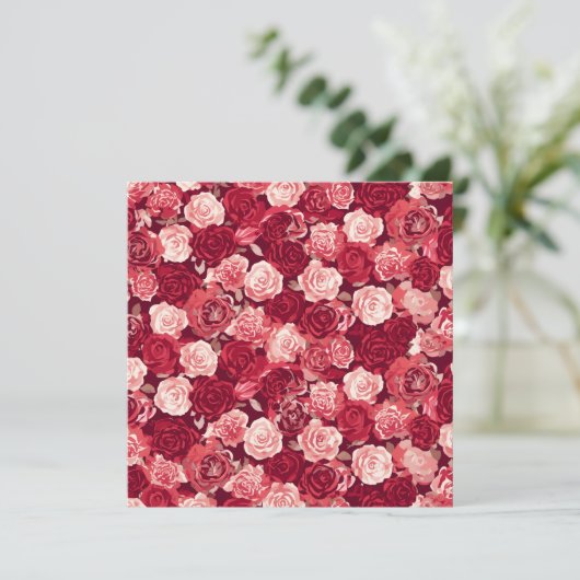 Invitation Crimson & Blush Seamless Rose Pattern (Debout devant)