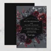 Invitation Crimson Botanical Elegance Wedding (Devant / Derrière)