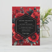 Invitation Crimson Dramatic Bloom Wedding (Debout devant)