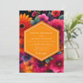 Invitation Crimson Floral Bloom Wedding (Debout devant)