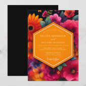 Invitation Crimson Floral Bloom Wedding (Devant / Derrière)