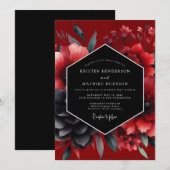 Invitation Crimson Gothic Bloom Wedding (Devant / Derrière)