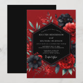 Invitation Crimson Gothic Flora Wedding (Devant / Derrière)