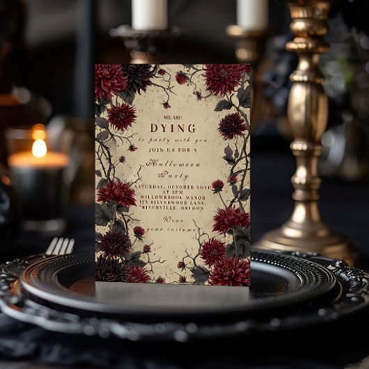 Invitation Crimson gothique Dahlia Halloween Célébration