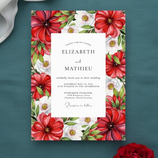 Invitation Crimson Lush Botanical Wedding