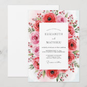 Invitation Crimson Lush Spring Wedding (Devant / Derrière)