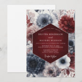 Invitation Crimson Nocturne Bloom Wedding (Devant / Derrière)