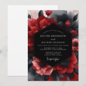 Invitation Crimson Noir Bloom Wedding (Devant / Derrière)