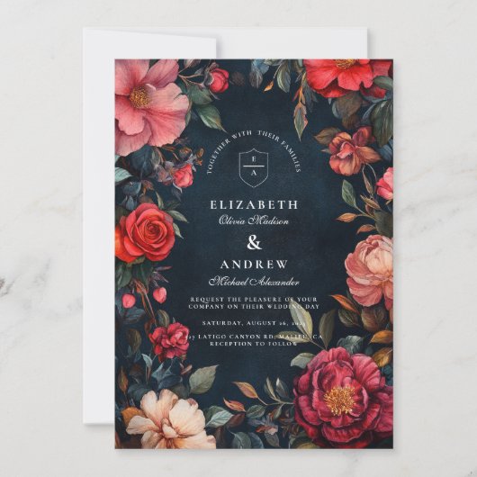 Invitation Crimson Noir Mariage (Devant)