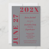 Invitation Crimson on Grey Graduation Party (Devant)