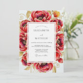 Invitation Crimson Opulent Bloom Wedding (Debout devant)