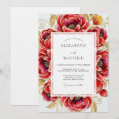 Invitation Crimson Opulent Bloom Wedding (Devant / Derrière)