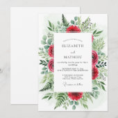 Invitation Crimson Opulent Winter Wedding (Devant / Derrière)