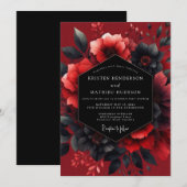 Invitation Crimson Passionate Flora Wedding (Devant / Derrière)