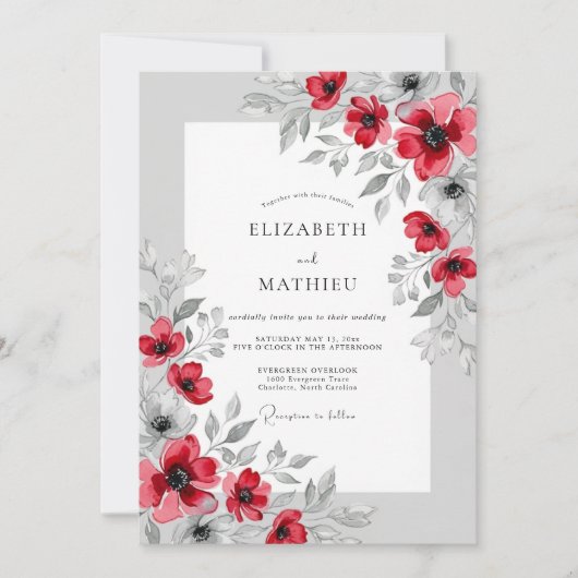 Invitation Crimson Polished Botanical Wedding (Devant)