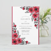 Invitation Crimson Red Dramatic Botanical Wedding (Debout devant)