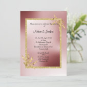Invitation Crimson Red Gold feuille ELEGANT CLASSING MARIAGE (Debout devant)