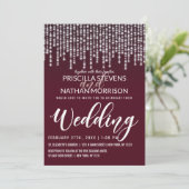 Invitation Crimson Red Hanging Diamond Lights Mariage (Debout devant)