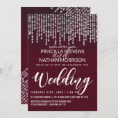 Invitation Crimson Red Hanging Diamond Lights Mariage (Devant / Derrière)