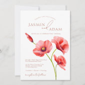 Invitation Crimson Red Poppies Mariage floral (Devant)