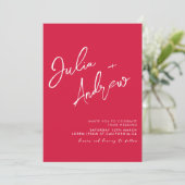 Invitation Crimson romantique rouge QR Code Mariage photo (Debout devant)