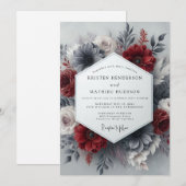 Invitation Crimson Slate Gothic Wedding (Devant / Derrière)