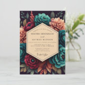 Invitation Crimson & Teal Opulent Bloom Wedding (Debout devant)