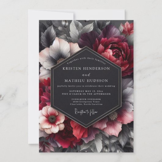 Invitation Crimson Umbral Bloom Wedding (Devant)
