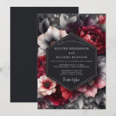 Invitation Crimson Umbral Bloom Wedding (Devant / Derrière)