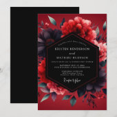 Invitation Crimson Vesperal Bloom Wedding (Devant / Derrière)