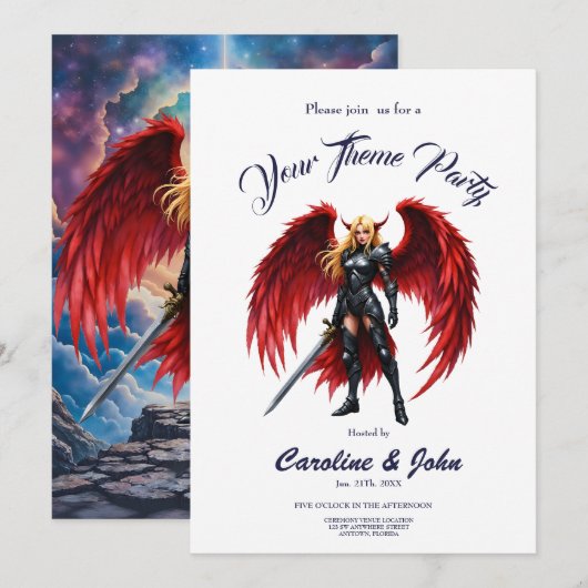 Invitation Crimson Wing – Fallen Angel Warrior. (Devant / Derrière)