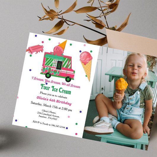 Invitation Cris quatre glaces 4e fête d'anniversaire