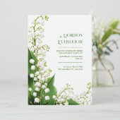 Invitation Crisp White Botanical Lily Valley Corner Wedding (Debout devant)