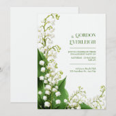 Invitation Crisp White Botanical Lily Valley Corner Wedding (Devant / Derrière)