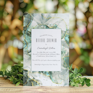Invitation Cristal de Vert Sauge Aventurine Shower de Mariage