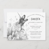 Invitation Cristal Dinocorn | Anniversaire Monochrome Argent (Devant)